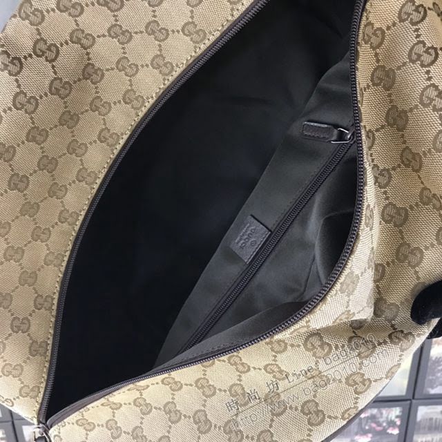 Gucci包 古馳2020新款 火爆款布配皮專櫃同款旅行袋 Gucci手提包 153240啡色  gdj1046